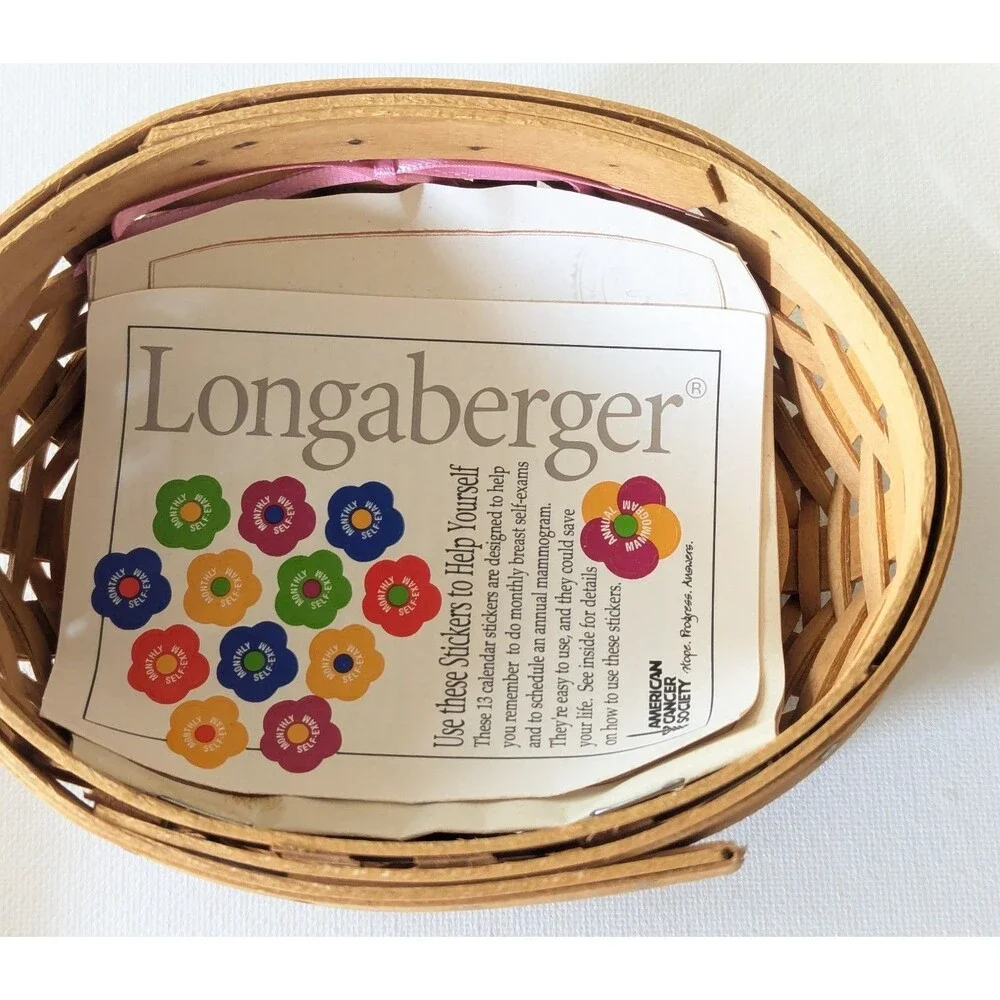 Longaberger 2003 Horizon Of Hope American Cancer Society Basket Set Lid